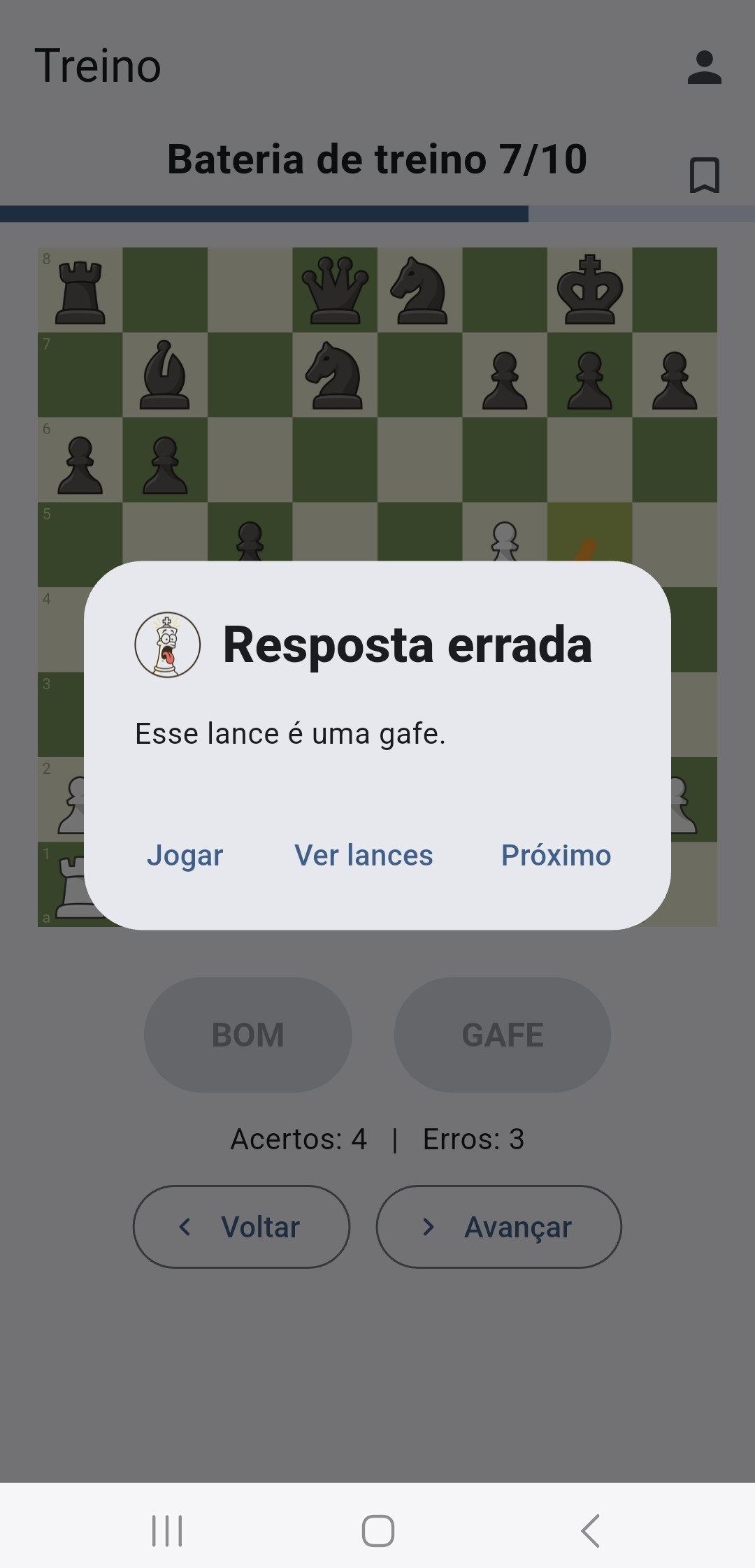 Resposta correta gafe